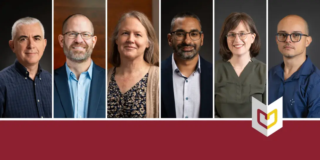 Six Faculty headshots conveying different disciplines and scholarship over the past year