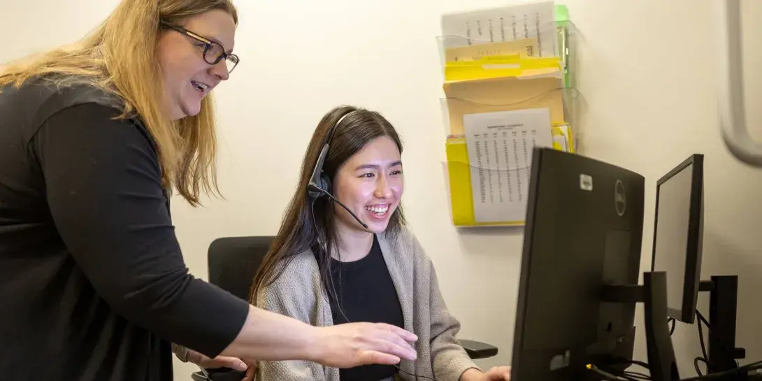 Speech Pathology student working with an instructor
