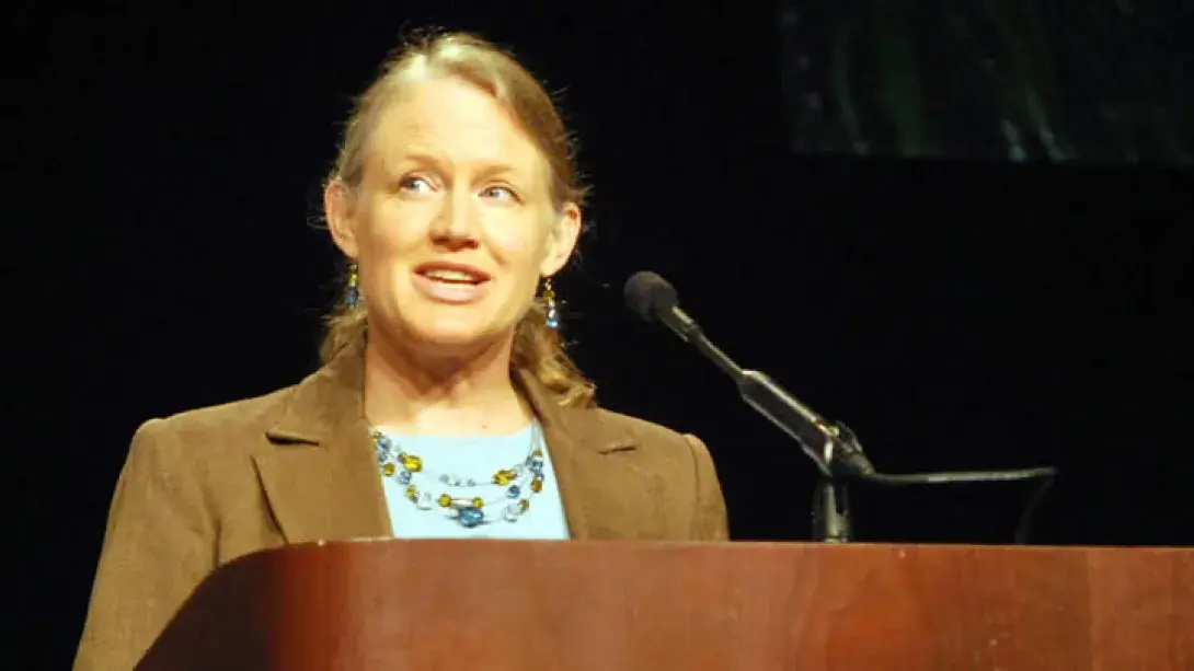 Gayle Ermer accepts her award on Tuesday, June 17.