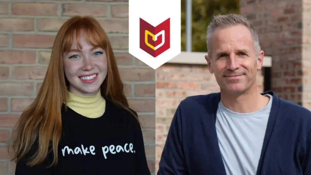 HatfieldPrizeCalvinUniversityEmilySteenProfessorMarkMulder.jpg