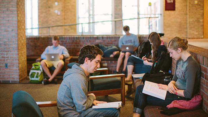 Students in a conversation group