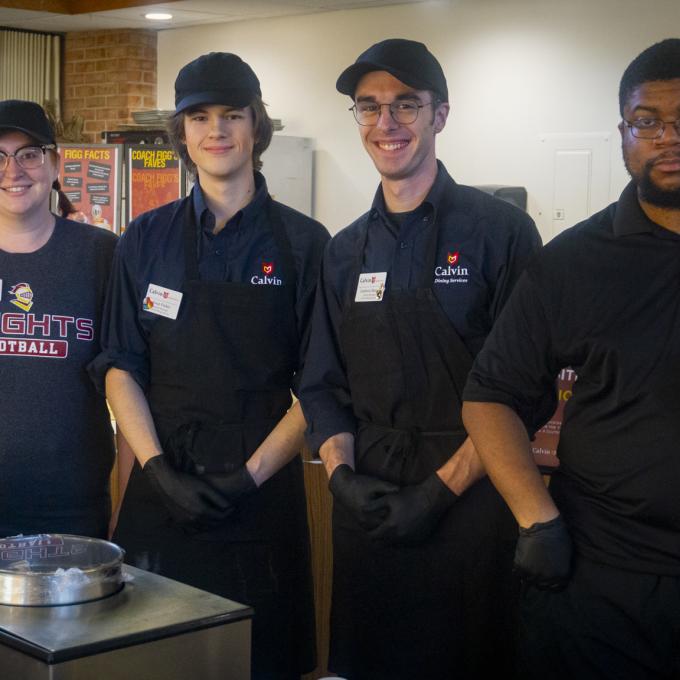Four Knollcrest Dining team members pose for the camera.